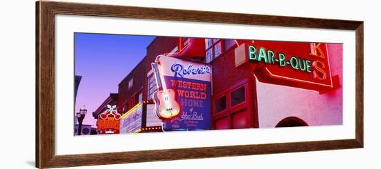 Neon Signs on Building, Nashville, Tennessee, USA-null-Framed Photographic Print