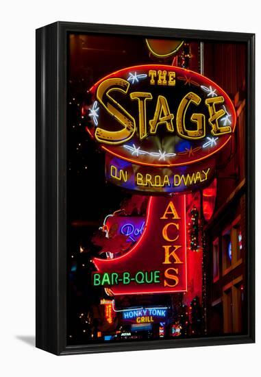 Neon Signs on Lower Broadway Area, Nashville, Tennessee, USA-null-Framed Premier Image Canvas