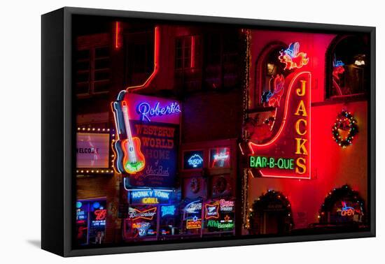 Neon Signs on Lower Broadway Area, Nashville, Tennessee, USA-null-Framed Premier Image Canvas