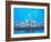 Neon Skyline of New York City Manhattan with One World Trade Center-Martina Bleichner-Framed Art Print