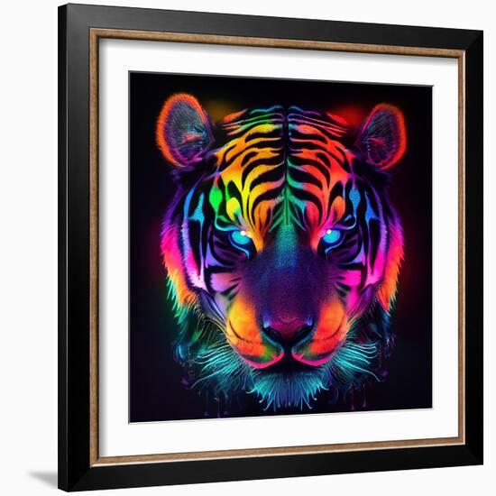 Neon Tiger HR.jpg-null-Framed Premium Giclee Print