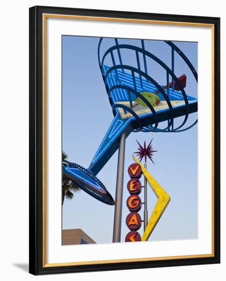Neon Vegas Sign at Dusk, Downtown, Freemont East Area, Las Vegas, Nevada, USA, North America-Gavin Hellier-Framed Photographic Print