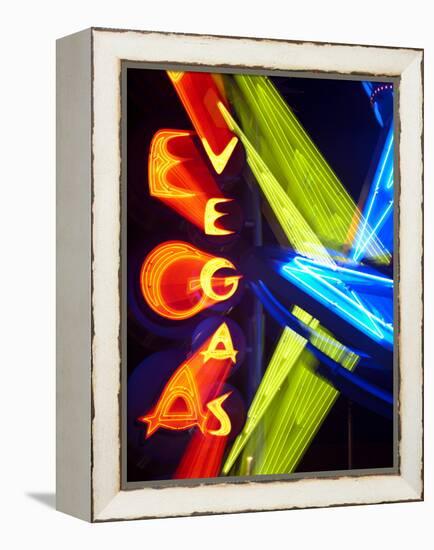 Neon Vegas Sign at Night, Downtown, Freemont East Area, Las Vegas, Nevada, USA, North America-Gavin Hellier-Framed Premier Image Canvas