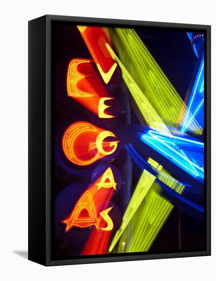 Neon Vegas Sign at Night, Downtown, Freemont East Area, Las Vegas, Nevada, USA, North America-Gavin Hellier-Framed Premier Image Canvas