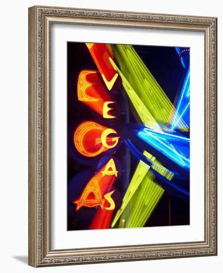 Neon Vegas Sign at Night, Downtown, Freemont East Area, Las Vegas, Nevada, USA, North America-Gavin Hellier-Framed Photographic Print