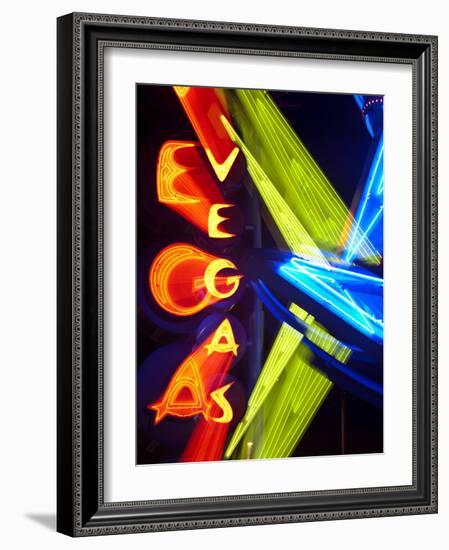 Neon Vegas Sign at Night, Downtown, Freemont East Area, Las Vegas, Nevada, USA, North America-Gavin Hellier-Framed Photographic Print