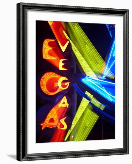 Neon Vegas Sign at Night, Downtown, Freemont East Area, Las Vegas, Nevada, USA, North America-Gavin Hellier-Framed Photographic Print