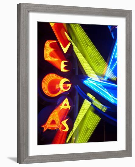 Neon Vegas Sign at Night, Downtown, Freemont East Area, Las Vegas, Nevada, USA, North America-Gavin Hellier-Framed Photographic Print