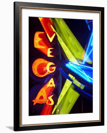 Neon Vegas Sign at Night, Downtown, Freemont East Area, Las Vegas, Nevada, USA, North America-Gavin Hellier-Framed Photographic Print