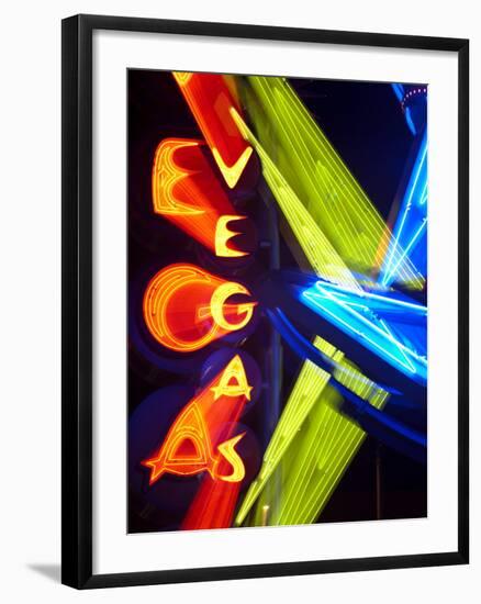 Neon Vegas Sign at Night, Downtown, Freemont East Area, Las Vegas, Nevada, USA, North America-Gavin Hellier-Framed Photographic Print