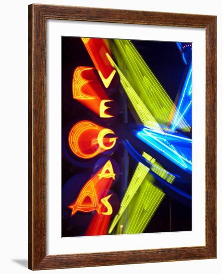 Neon Vegas Sign at Night, Downtown, Freemont East Area, Las Vegas, Nevada, USA, North America-Gavin Hellier-Framed Photographic Print