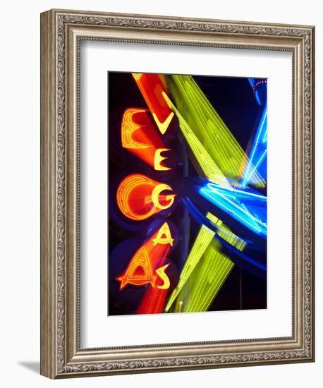 Neon Vegas Sign at Night, Downtown, Freemont East Area, Las Vegas, Nevada, USA, North America-Gavin Hellier-Framed Photographic Print