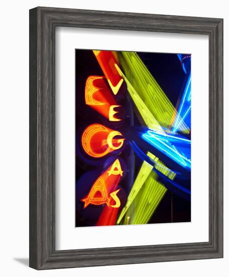 Neon Vegas Sign at Night, Downtown, Freemont East Area, Las Vegas, Nevada, USA, North America-Gavin Hellier-Framed Photographic Print