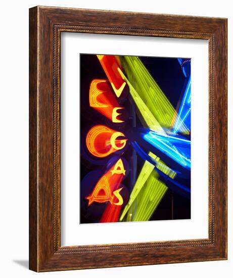 Neon Vegas Sign at Night, Downtown, Freemont East Area, Las Vegas, Nevada, USA, North America-Gavin Hellier-Framed Photographic Print