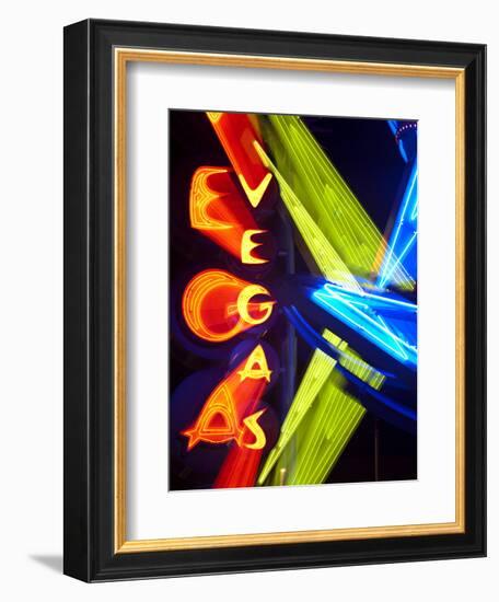 Neon Vegas Sign at Night, Downtown, Freemont East Area, Las Vegas, Nevada, USA, North America-Gavin Hellier-Framed Photographic Print