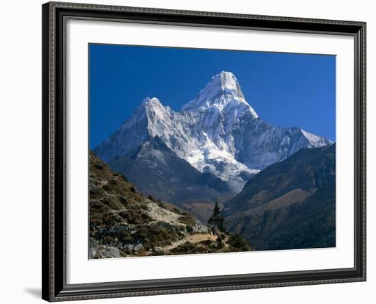 Nepal, Ama Dablam Trail, Temple in the Extreme Terrain of the Mountains-null-Framed Photographic Print