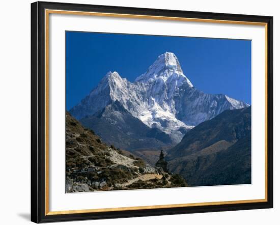 Nepal, Ama Dablam Trail, Temple in the Extreme Terrain of the Mountains-null-Framed Photographic Print