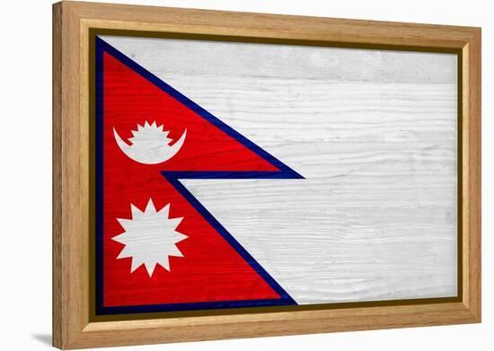 Nepal Flag Design with Wood Patterning - Flags of the World Series-Philippe Hugonnard-Framed Stretched Canvas