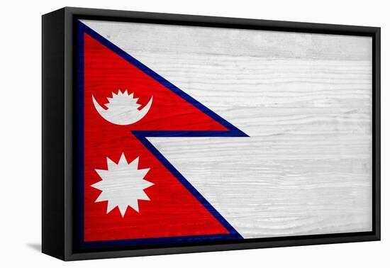 Nepal Flag Design with Wood Patterning - Flags of the World Series-Philippe Hugonnard-Framed Stretched Canvas