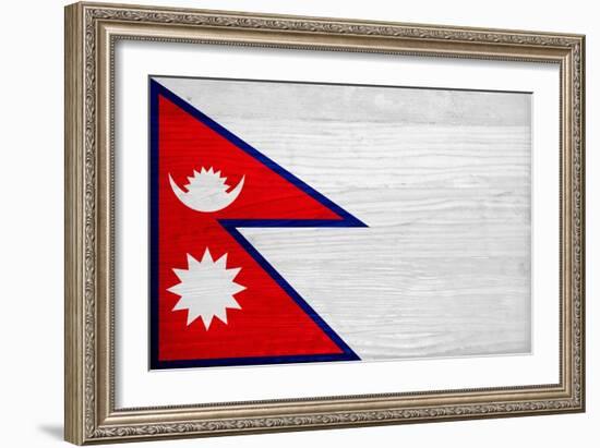 Nepal Flag Design with Wood Patterning - Flags of the World Series-Philippe Hugonnard-Framed Art Print