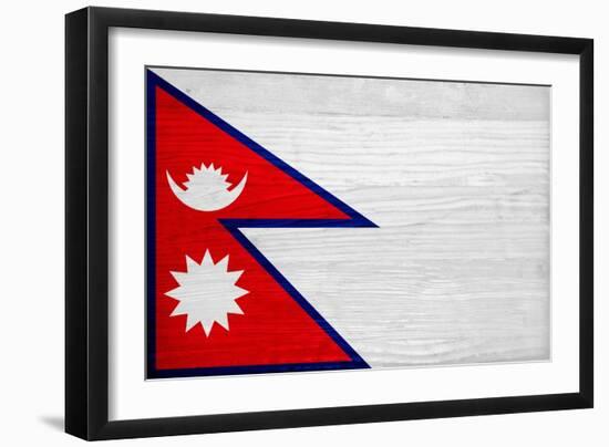 Nepal Flag Design with Wood Patterning - Flags of the World Series-Philippe Hugonnard-Framed Art Print
