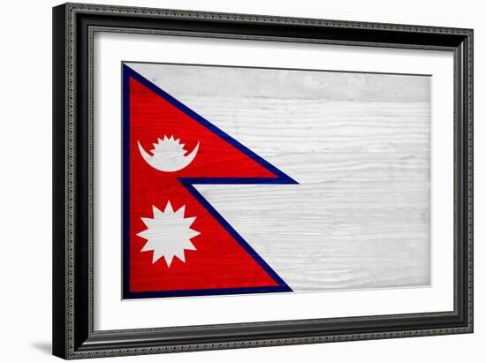 Nepal Flag Design with Wood Patterning - Flags of the World Series-Philippe Hugonnard-Framed Art Print