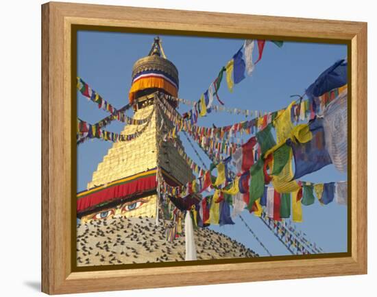 Nepal; Kathmandu, Boudinath Stupa-Mark Hannaford-Framed Premier Image Canvas