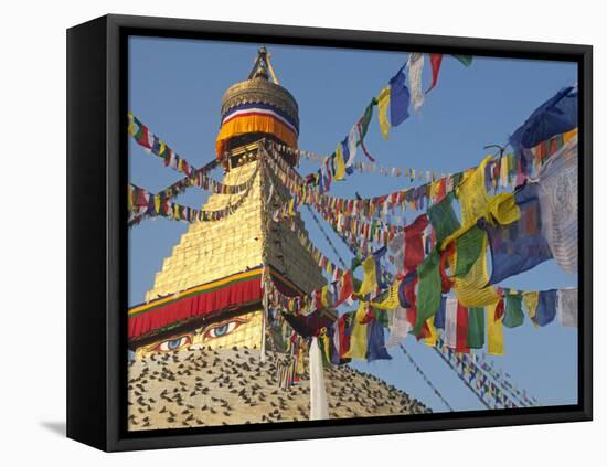 Nepal; Kathmandu, Boudinath Stupa-Mark Hannaford-Framed Premier Image Canvas