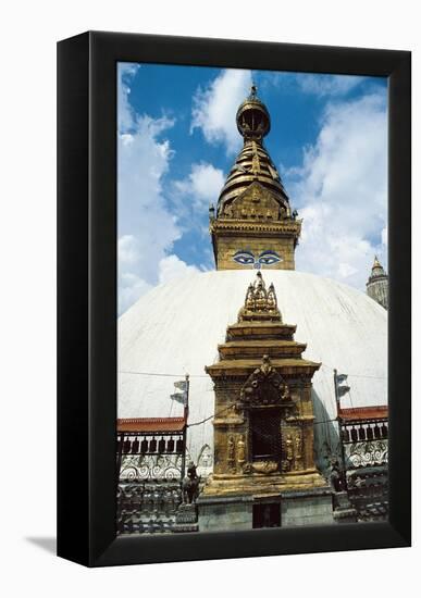 Nepal, Kathmandu District, Kathmandu, Temple of Swayambhunath-null-Framed Premier Image Canvas