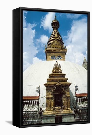 Nepal, Kathmandu District, Kathmandu, Temple of Swayambhunath-null-Framed Premier Image Canvas