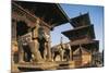 Nepal, Lalitpur, Patan, Elephant Statues Opposite Temples of Vishnata and Bishmen Mandir-null-Mounted Giclee Print