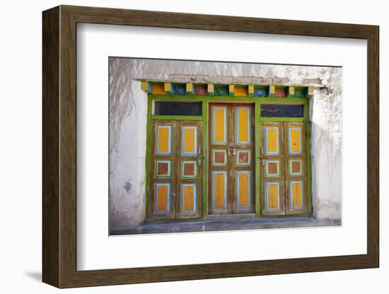 Nepal, Mustang, Lo Manthang. Brightly Painted Doors in the Ancient Capital of Lo Manthang.-Katie Garrod-Framed Photographic Print