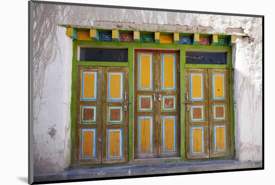 Nepal, Mustang, Lo Manthang. Brightly Painted Doors in the Ancient Capital of Lo Manthang.-Katie Garrod-Mounted Photographic Print