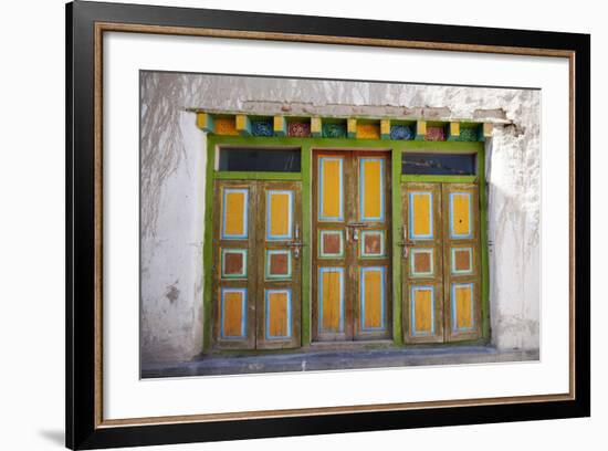 Nepal, Mustang, Lo Manthang. Brightly Painted Doors in the Ancient Capital of Lo Manthang.-Katie Garrod-Framed Photographic Print