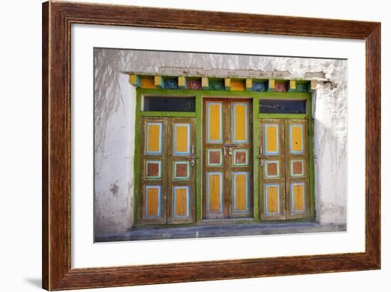 Nepal, Mustang, Lo Manthang. Brightly Painted Doors in the Ancient Capital of Lo Manthang.-Katie Garrod-Framed Photographic Print