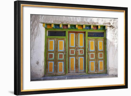 Nepal, Mustang, Lo Manthang. Brightly Painted Doors in the Ancient Capital of Lo Manthang.-Katie Garrod-Framed Photographic Print