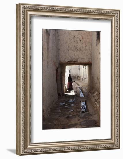 Nepal, Mustang, Lo Manthang. Local Lady in the Ancient Capital of Lo Manthang.-Katie Garrod-Framed Photographic Print