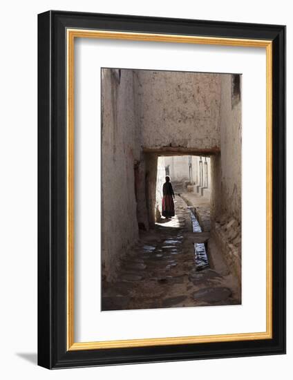 Nepal, Mustang, Lo Manthang. Local Lady in the Ancient Capital of Lo Manthang.-Katie Garrod-Framed Photographic Print