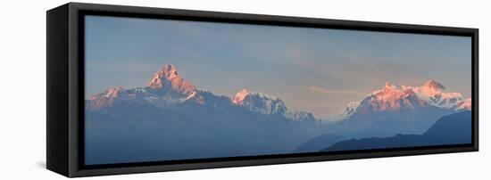 Nepal, Pokhara, Sarangkot, Panoramic View of Annapurna Himalaya Mountain Range-Michele Falzone-Framed Premier Image Canvas