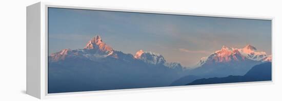 Nepal, Pokhara, Sarangkot, Panoramic View of Annapurna Himalaya Mountain Range-Michele Falzone-Framed Premier Image Canvas