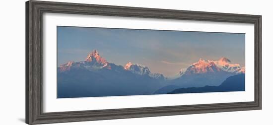 Nepal, Pokhara, Sarangkot, Panoramic View of Annapurna Himalaya Mountain Range-Michele Falzone-Framed Photographic Print