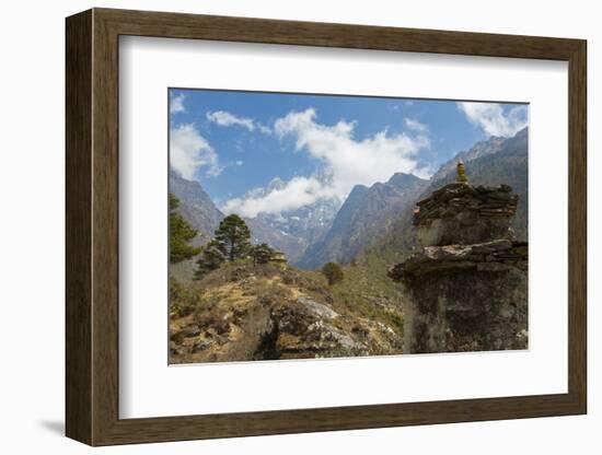 Nepal Valley Reaching Back into the Himalayas with a Chorten-Bill Bachmann-Framed Photographic Print