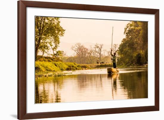 Nepalese gondolier in Chitwan National Forest, Nepal, Asia-Laura Grier-Framed Photographic Print