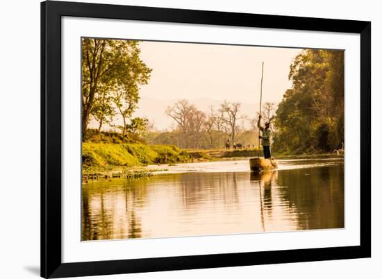 Nepalese gondolier in Chitwan National Forest, Nepal, Asia-Laura Grier-Framed Photographic Print