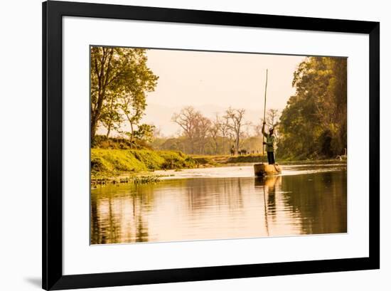 Nepalese gondolier in Chitwan National Forest, Nepal, Asia-Laura Grier-Framed Photographic Print