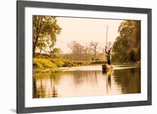 Nepalese gondolier in Chitwan National Forest, Nepal, Asia-Laura Grier-Framed Photographic Print