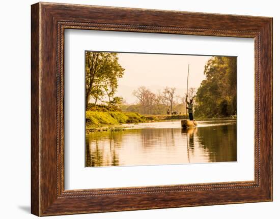 Nepalese gondolier in Chitwan National Forest, Nepal, Asia-Laura Grier-Framed Photographic Print