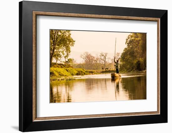 Nepalese gondolier in Chitwan National Forest, Nepal, Asia-Laura Grier-Framed Photographic Print