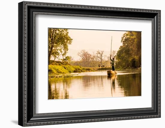 Nepalese gondolier in Chitwan National Forest, Nepal, Asia-Laura Grier-Framed Photographic Print