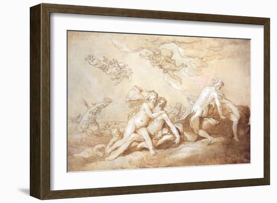 Neptune & Amphitrite (Pen and Ink)-Abraham Bloemaert-Framed Giclee Print